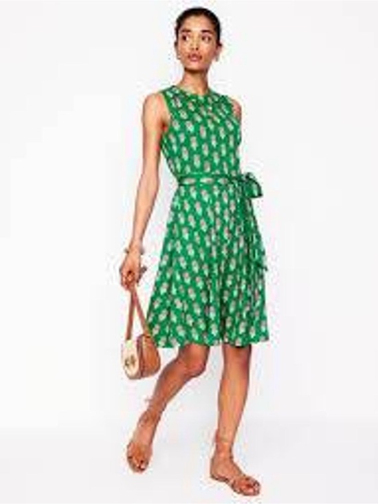 Boden Dresses & Skirts - Boden Green Floral Tie-Waist Sleeveless Dress